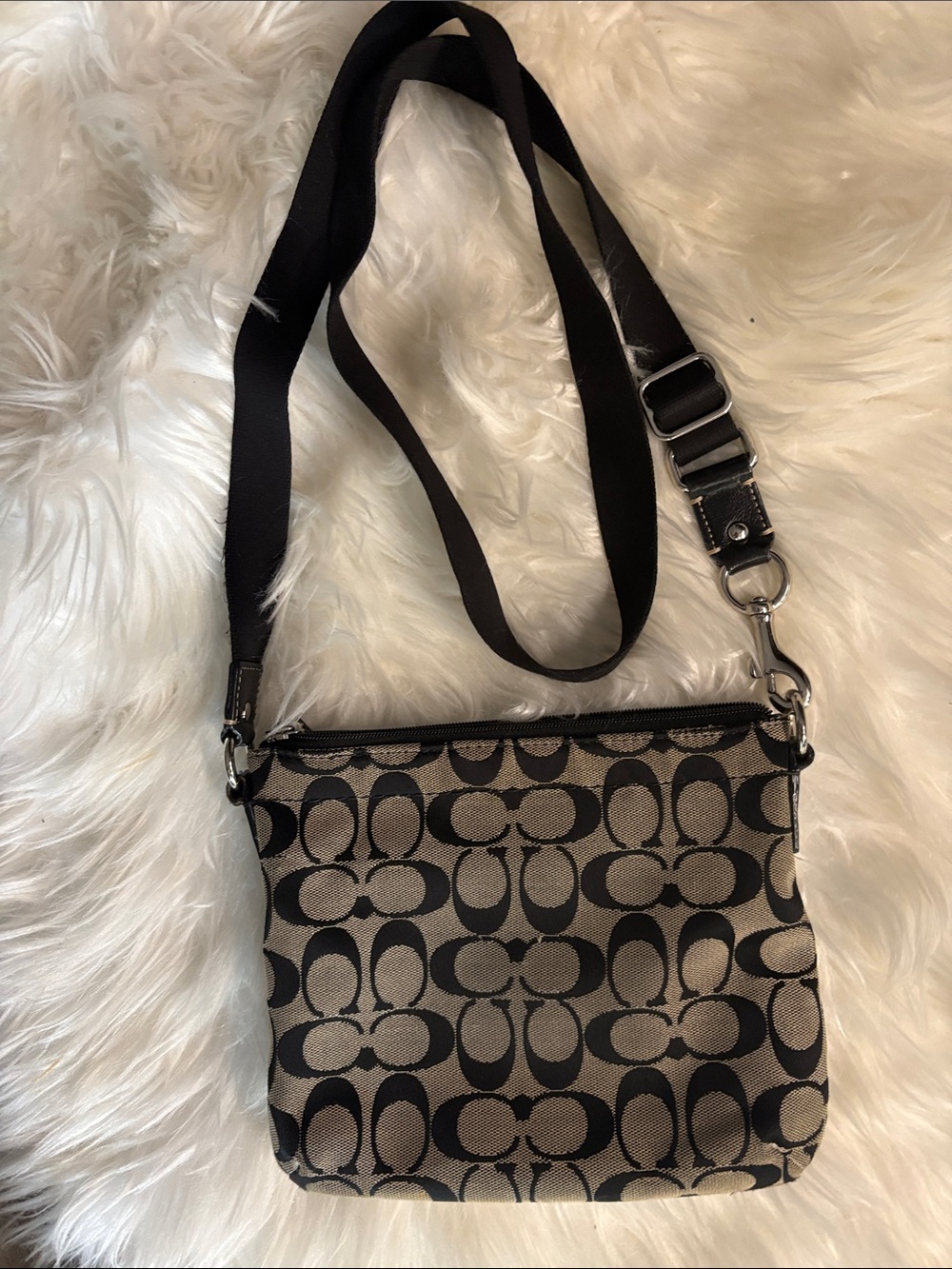 Coach Tan and Black Signature Canvas Crossbody Bag - Picture 3 of 3
